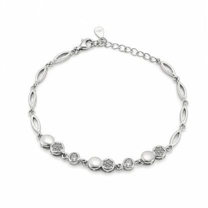 Coupled Studded Rhodium Bracelet for Women 4