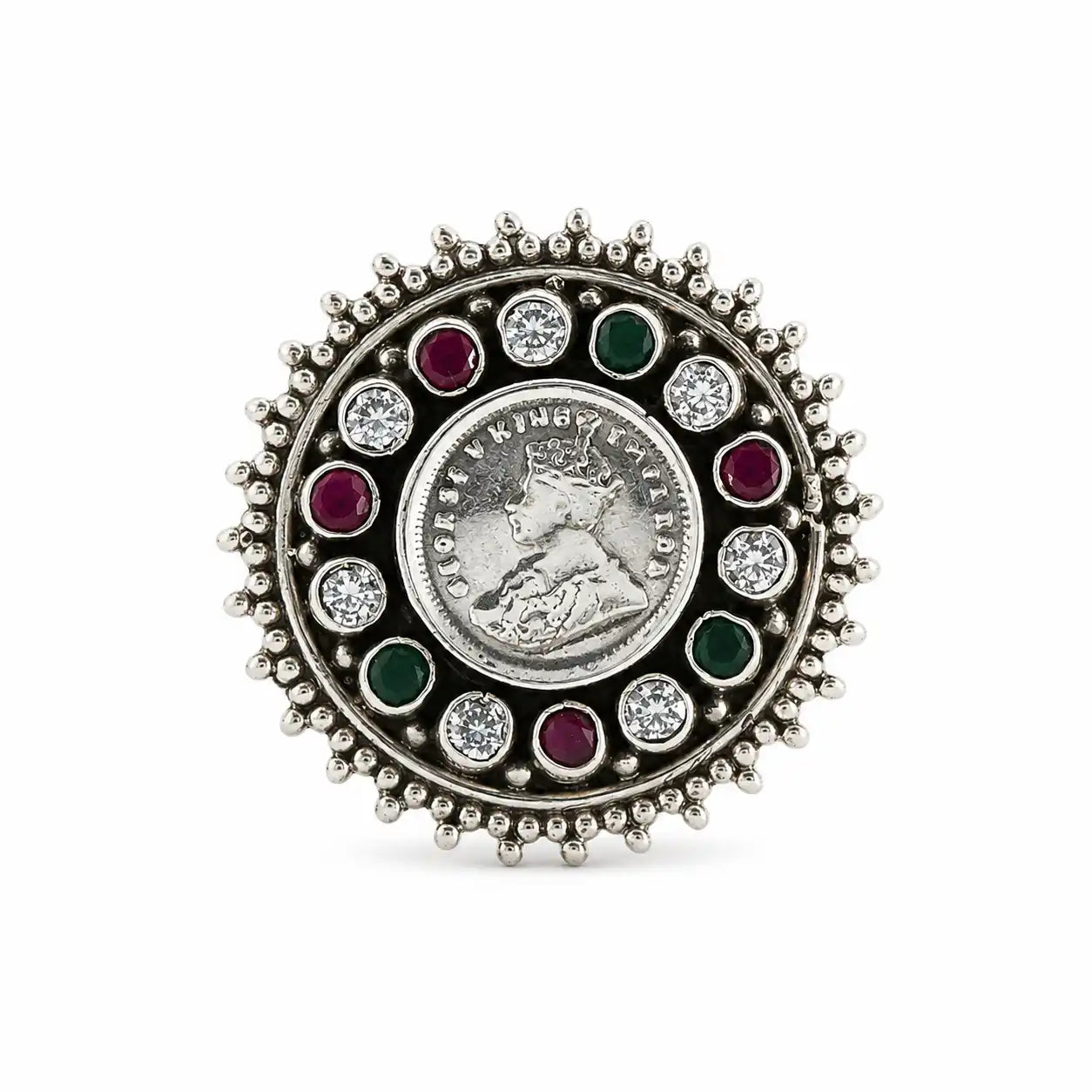 Crown Oxidised Adjustable Ring for Women 3