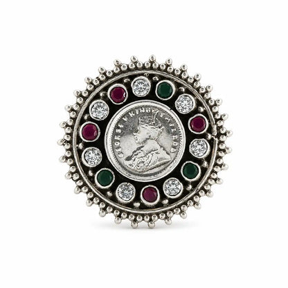 Crown Oxidised Adjustable Ring for Women 3