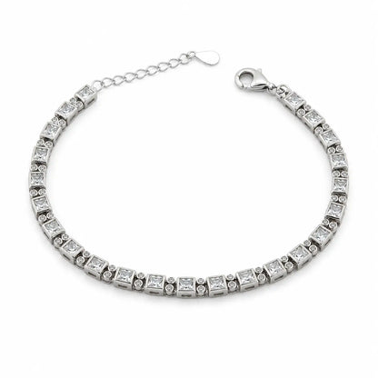 Cubic Curb Studded Rhodium Bracelet for Women 3