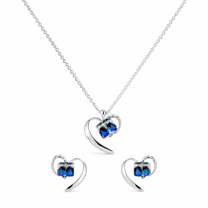 Cubic Hearts Rhodium Pendant Set With Removable Cable Chain 3