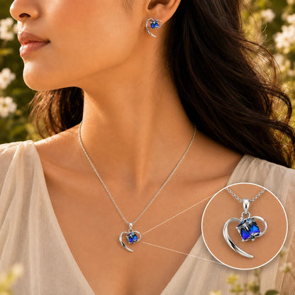 Cubic Hearts Rhodium Pendant Set With Removable Cable Chain 4