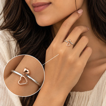 Cupid Adjustable Rose Gold & Rhodium Ring for Women 2