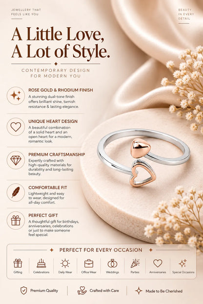 Cupid Adjustable Rose Gold & Rhodium Ring for Women 3