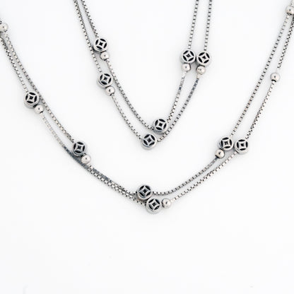 Layers Minimal Rhodium Anklet