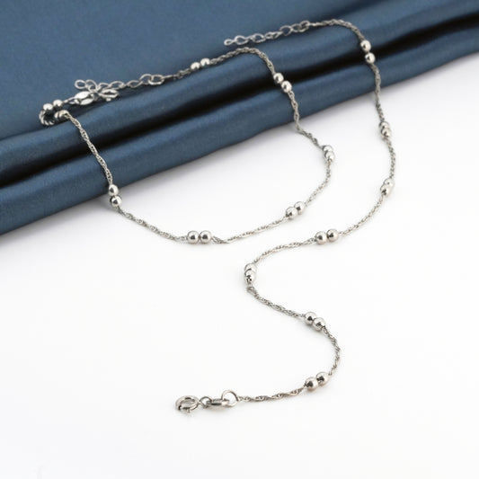 Studded Twists Rhodium Anklet