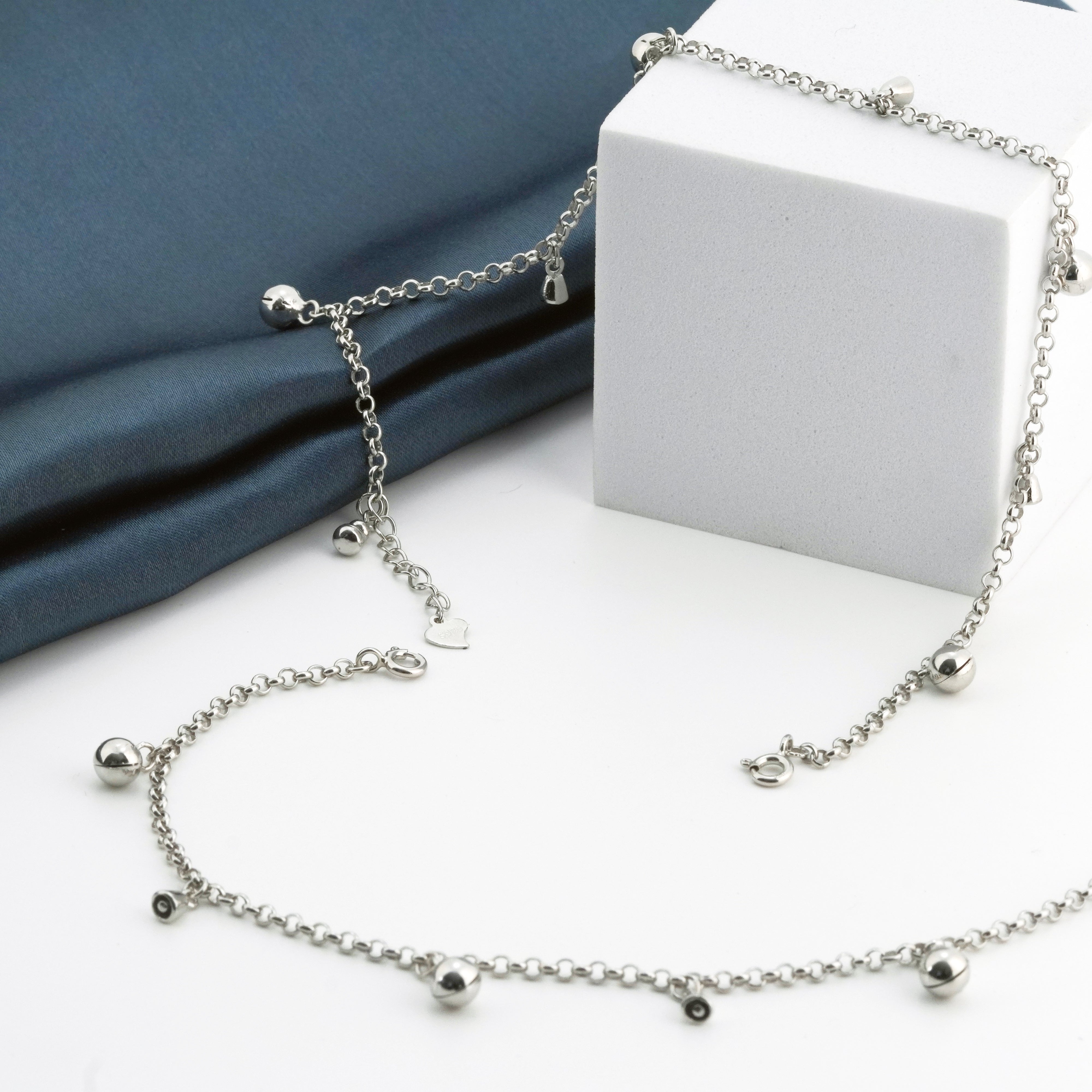 Jingle & Bells Rhodium Anklet