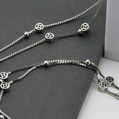 Layers Minimal Rhodium Anklet
