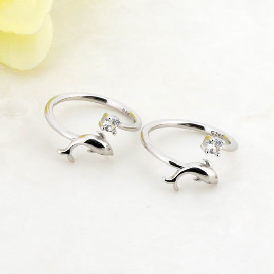 Dolphin Rhodium Toe Rings