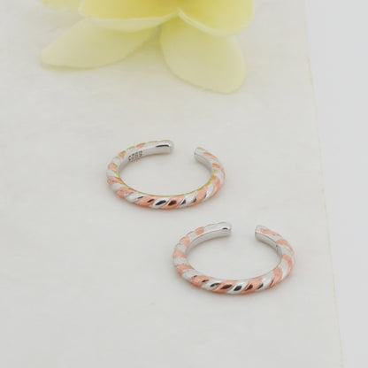 Braids Rose Gold + Rhodium Toe Rings