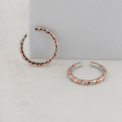 Braids Rose Gold + Rhodium Toe Rings