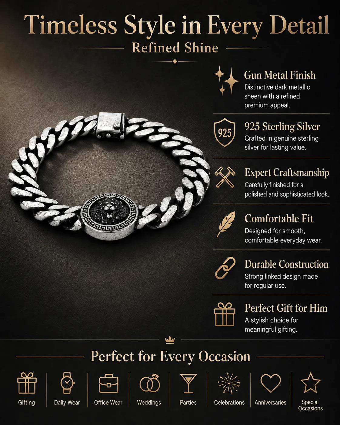 Dark Roar Matte Bracelet for Men 3