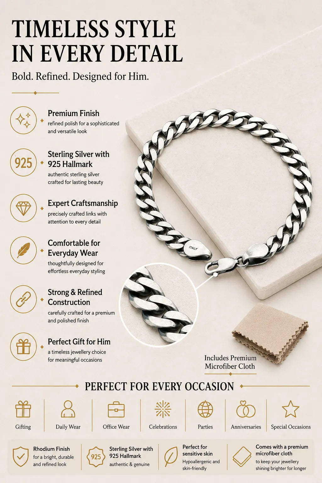 Demigod Matte Curb Bracelet 3
