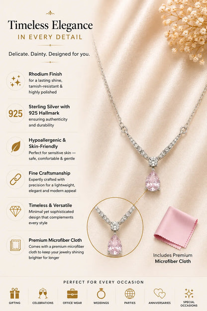Desire Blush Studded Rhodium Necklace 3