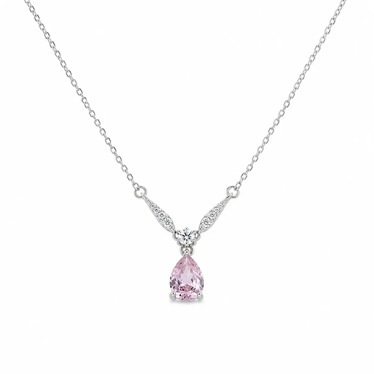 Desire Blush Studded Rhodium Necklace 4