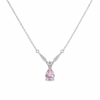 Desire Blush Studded Rhodium Necklace 4