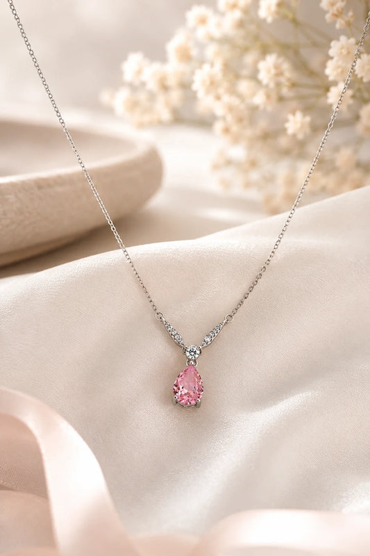 Desire Sakura Studded Rhodium Necklace 1