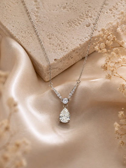 Desire White Studded Rhodium Necklace 1