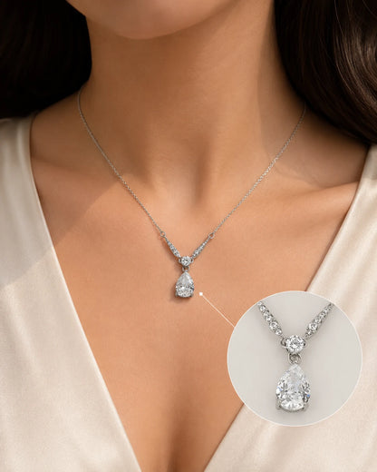 Desire White Studded Rhodium Necklace 2