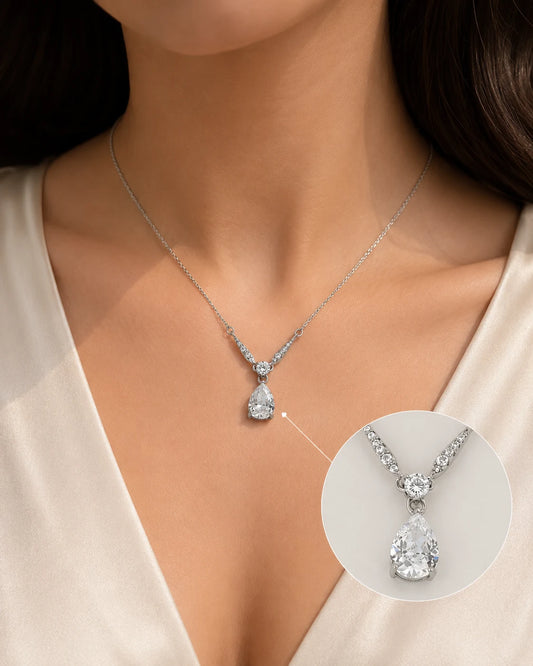 Desire White Studded Rhodium Necklace 2