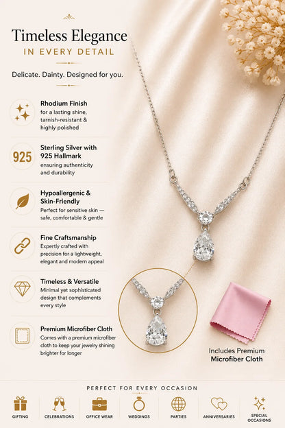 Desire White Studded Rhodium Necklace 3
