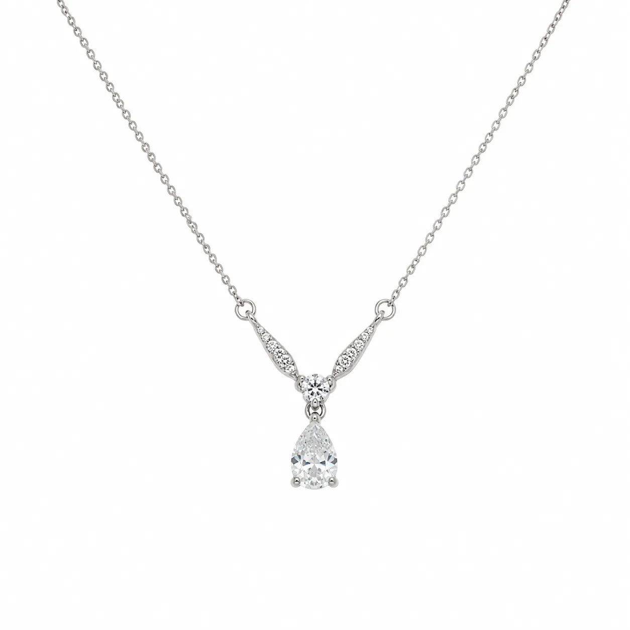 Desire White Studded Rhodium Necklace 4