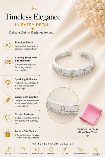Divinity Studded Rhodium Toe Ring 3