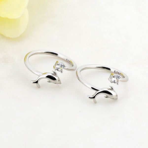 Dolphin Rhodium Toe Rings 1 