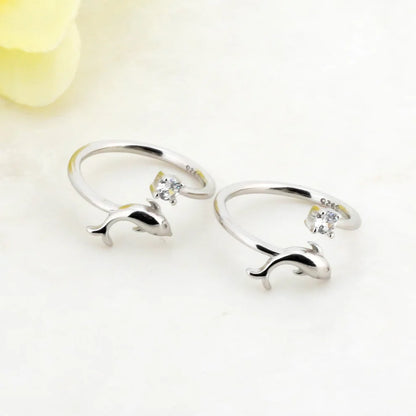 Dolphin Rhodium Toe Rings 6