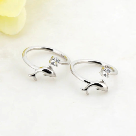 Dolphin Rhodium Toe Rings 6