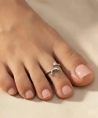 Dolphin Rhodium Toe Rings 9
