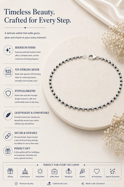 Droplets Minimal Rhodium Anklet 3