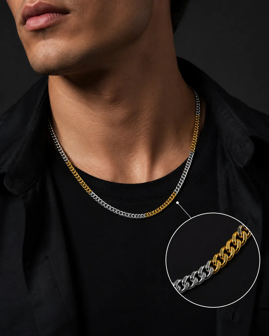 Duocore Gold & Rhodium Studded Chain for Men 2