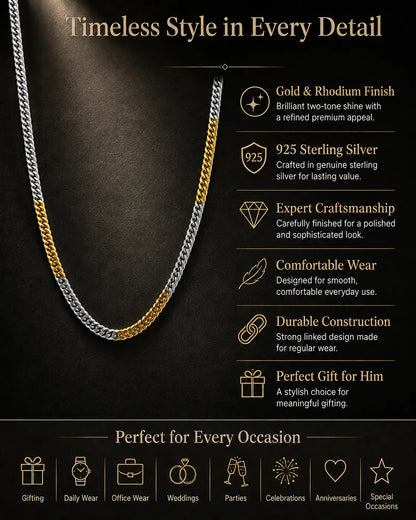 Duocore Gold & Rhodium Studded Chain for Men 3