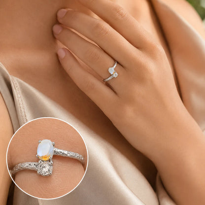 Embelished Adjustable Silver Ring for Women 2