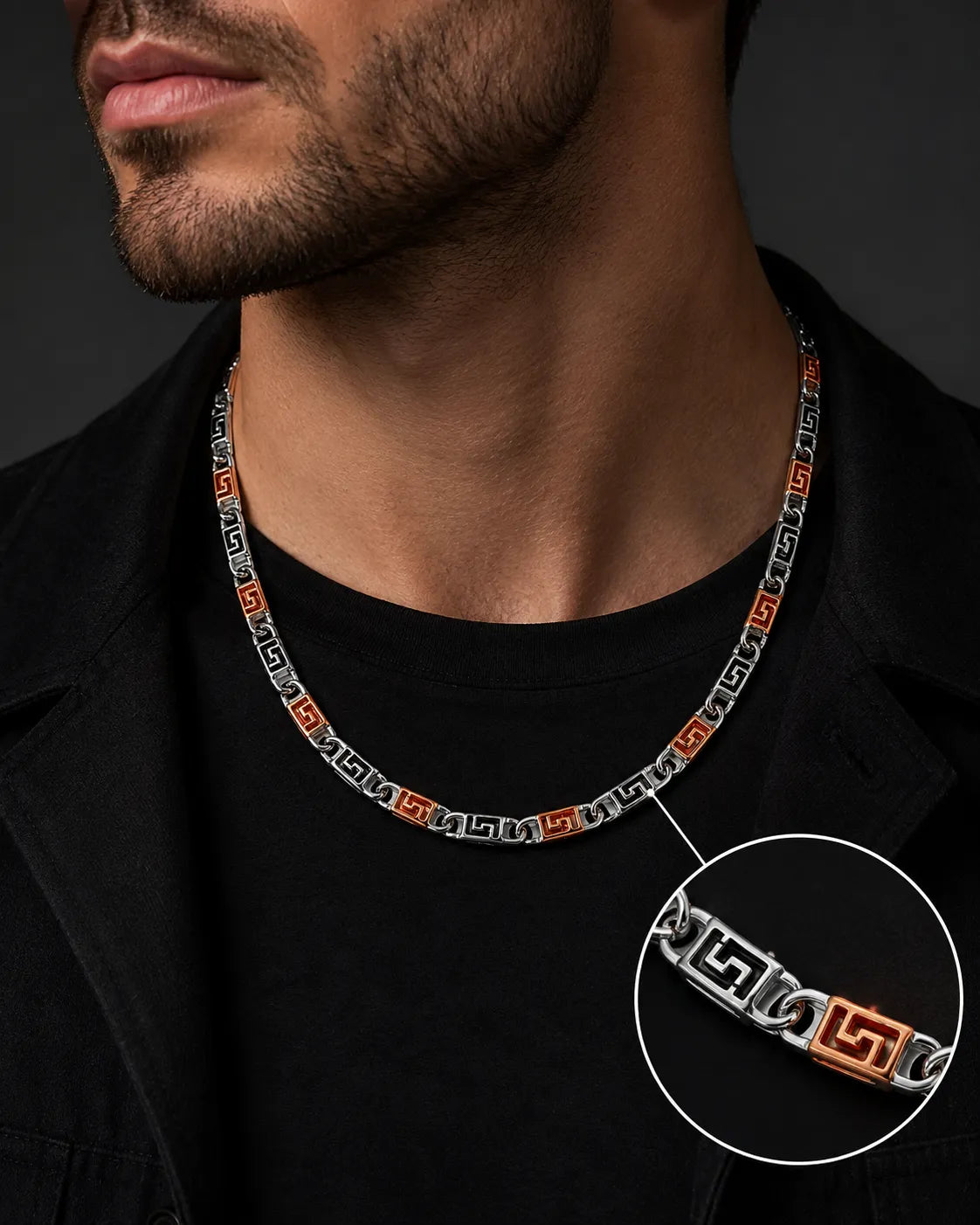 Ember Rose Gold & Rhodium Chain for Men 2