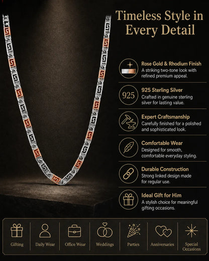 Ember Rose Gold & Rhodium Chain for Men 3