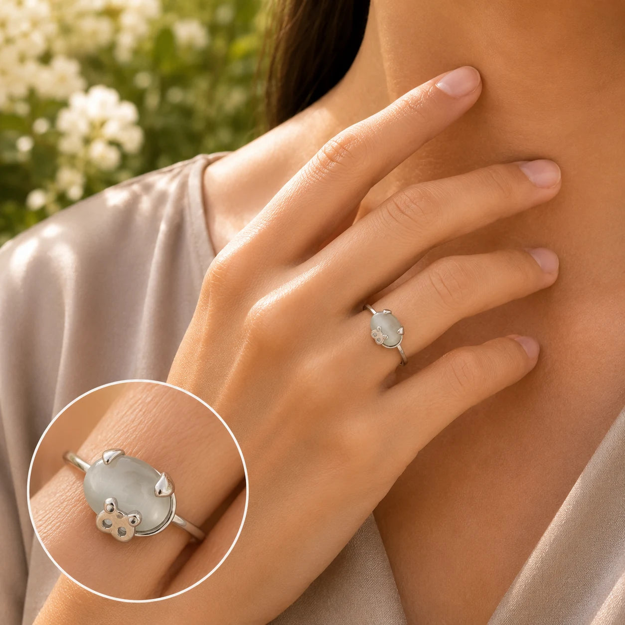 Embrace Me Moonstone Adjustable Ring for Women 2