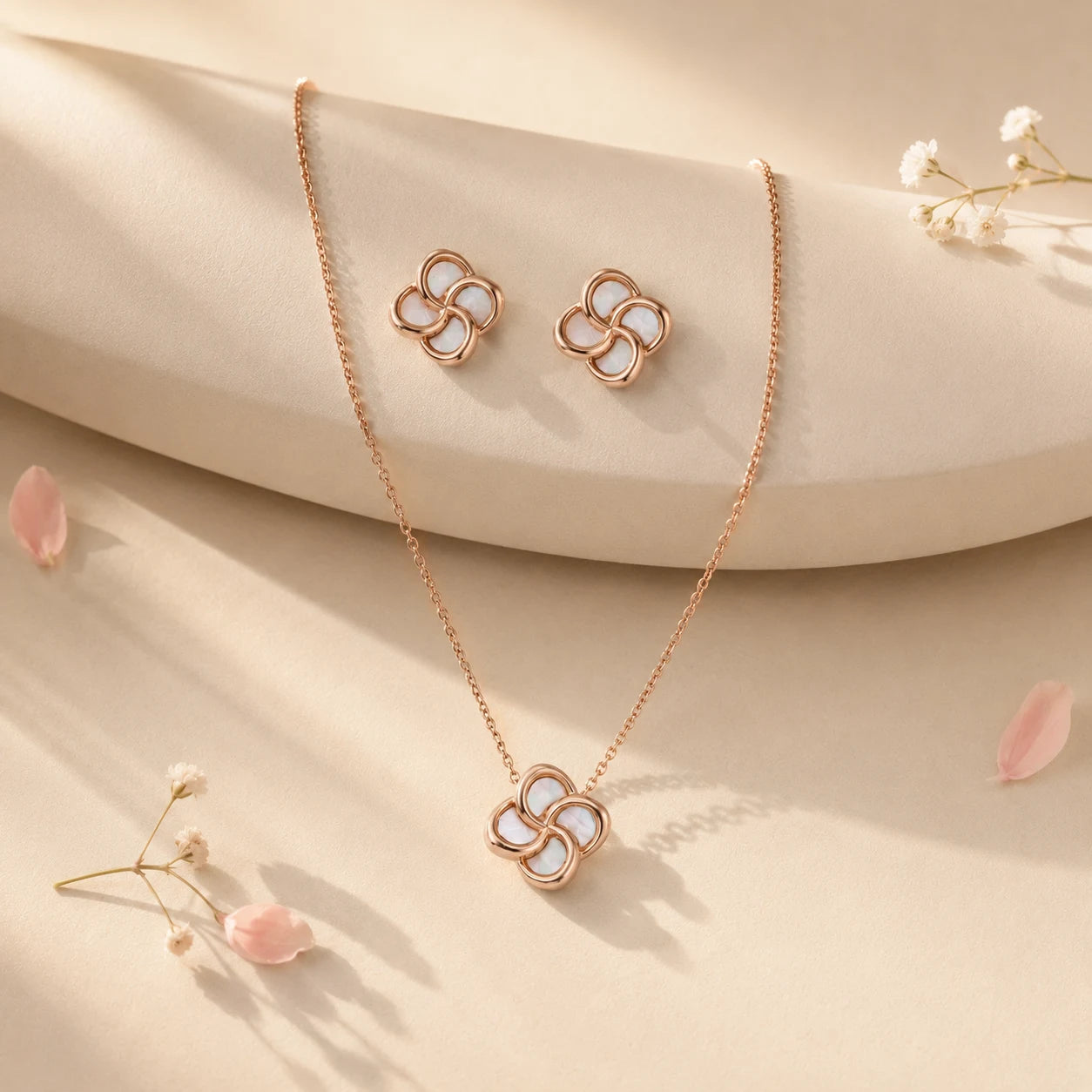 Enamour Rose Gold Pendant Set with Cable Chain 1