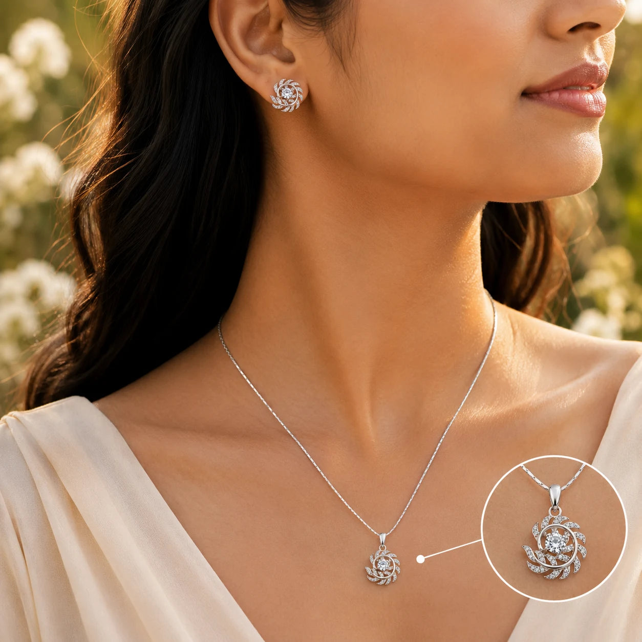Enchantment Studded Pendant Set with Removable Venetian Chain 2