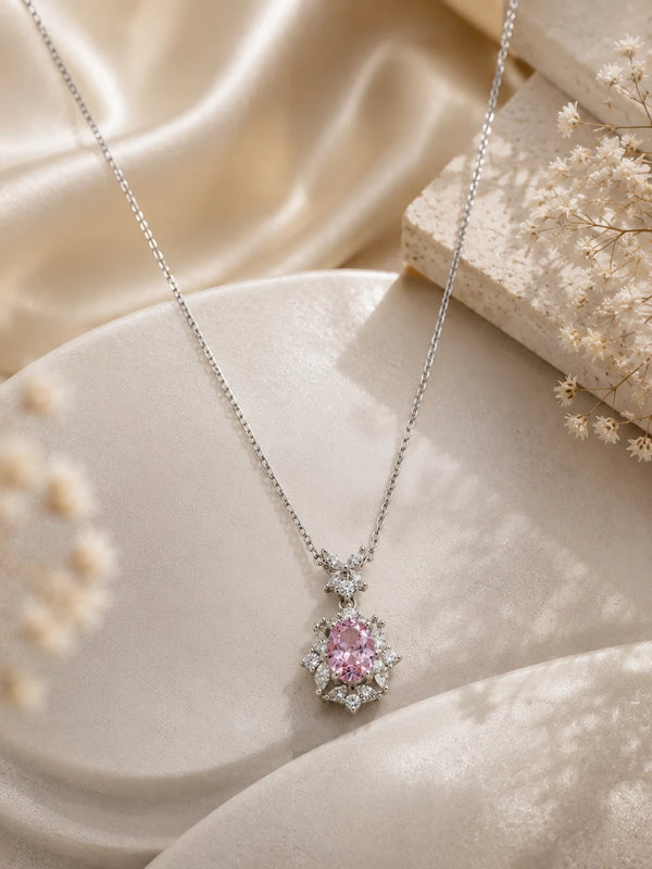 Ensemble Blush Studded Rhodium Necklace 1