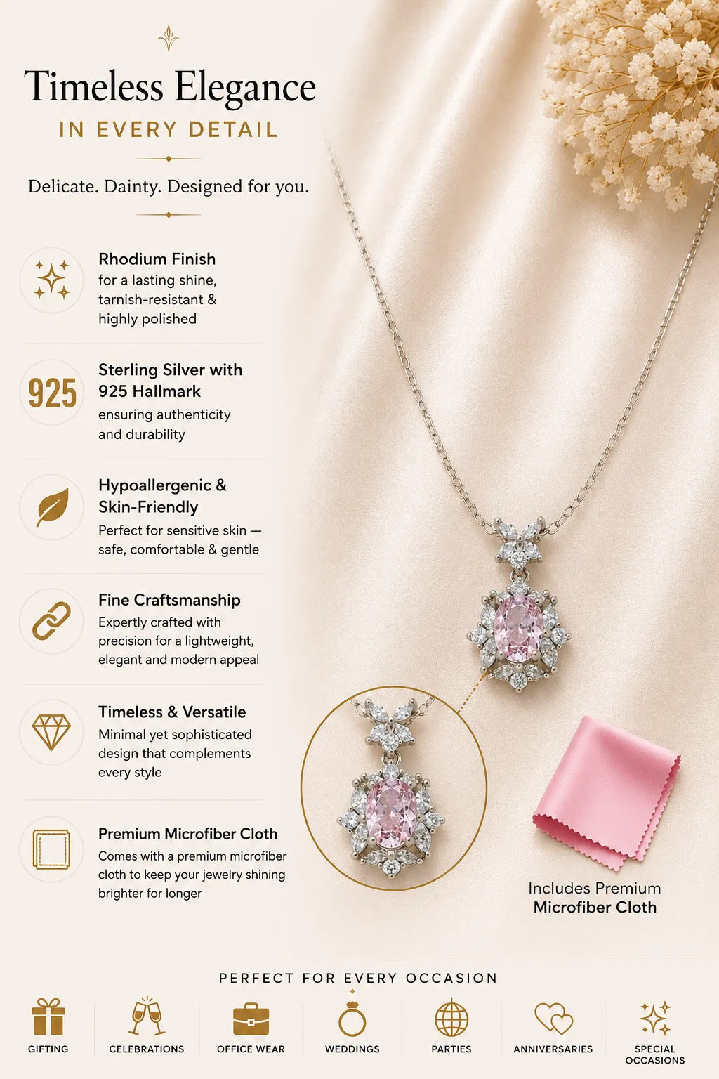 Ensemble Blush Studded Rhodium Necklace 3