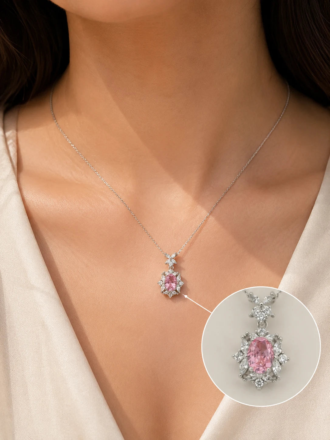 Ensemble Sakura Studded Rhodium Necklace 2
