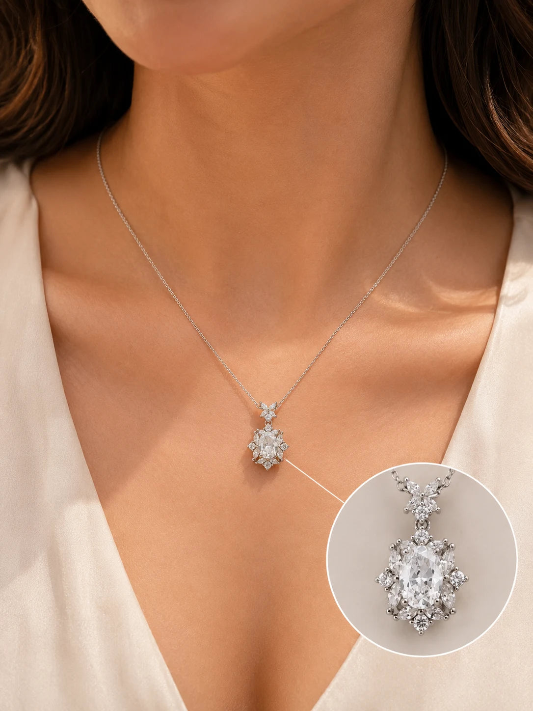 Ensemble White Studded Rhodium Necklace 2