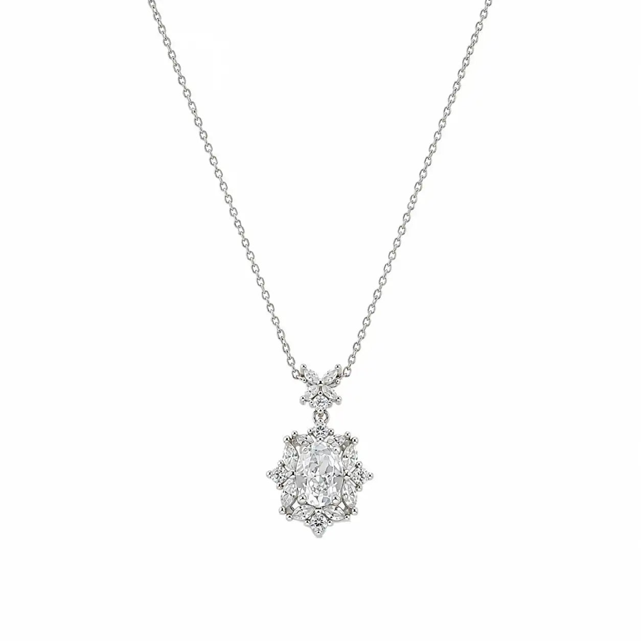 Ensemble White Studded Rhodium Necklace 4