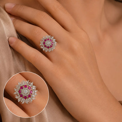 Equinox Adjustable Studded Cocktail Ring for Women 2