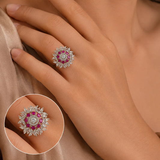 Equinox Adjustable Studded Cocktail Ring for Women 2