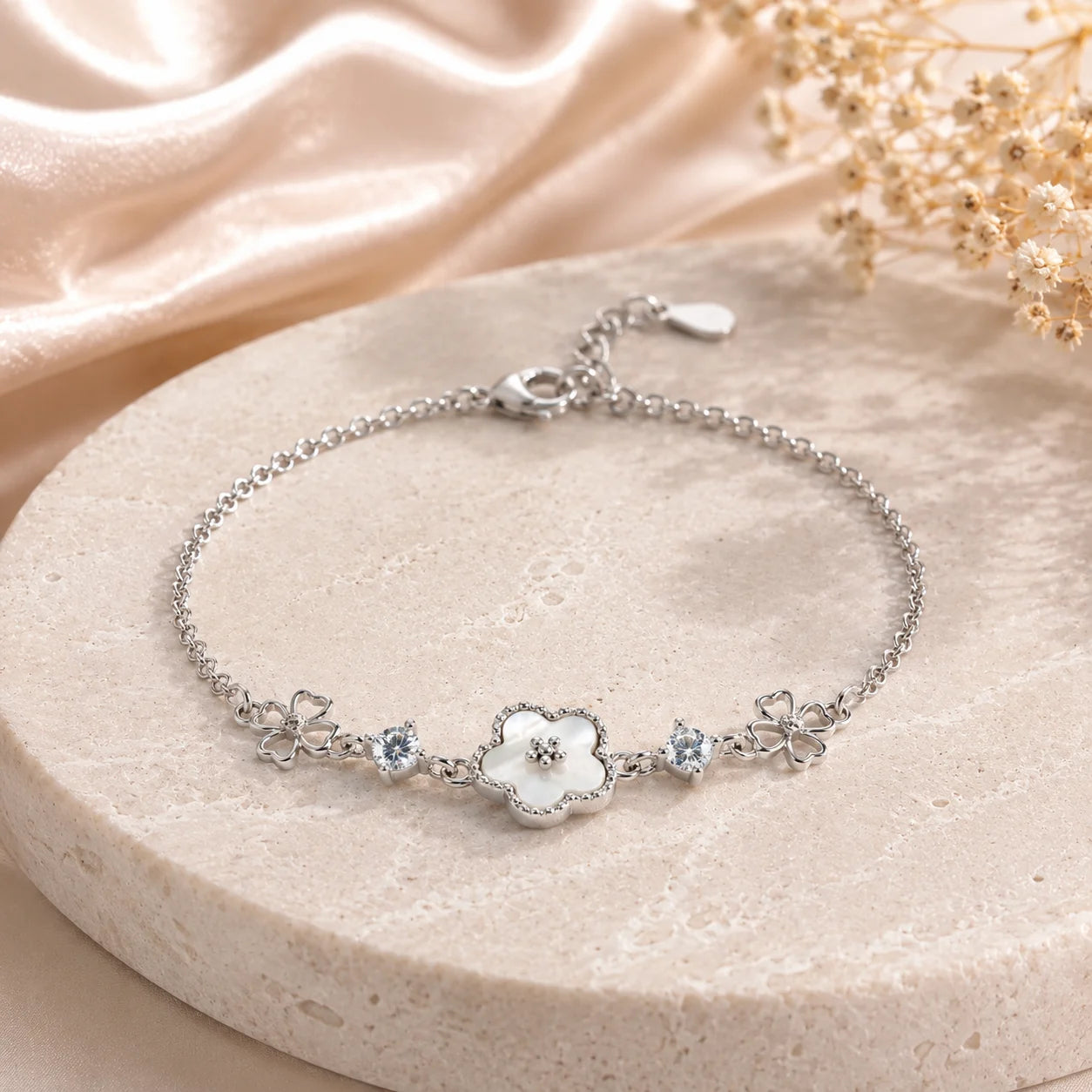 Essentia MOP Studded Rhodium Bracelet 1