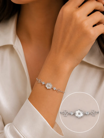 Essentia MOP Studded Rhodium Bracelet 2