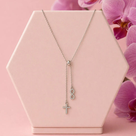 Eternal Blessing Rhodium Adjustable Necklace 1